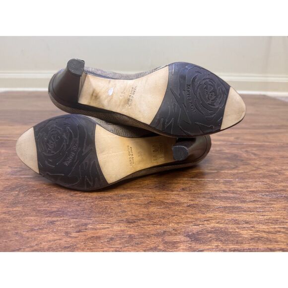 TARYN ROSE Floral Embossed Leather Heeled Zip Up Booties, Sz 39 (US 8.5) - Picture 9 of 11